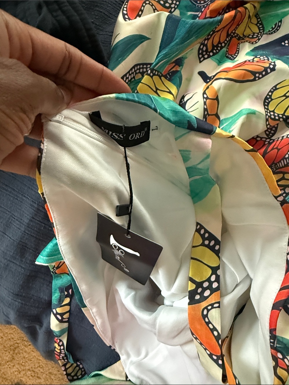 Butterfly Print Teal Maxi Skirt - Picture 4 of 5